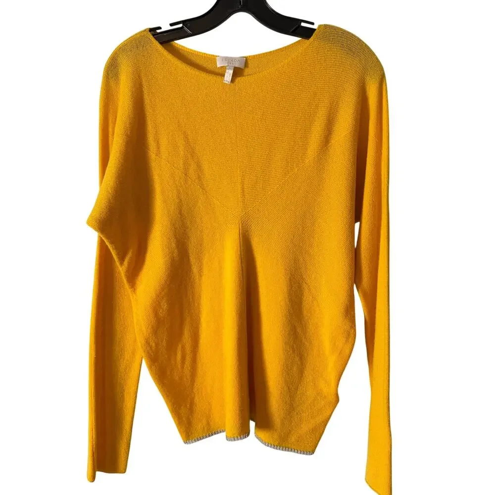 Escada Sport Softina Cashmere Sweater Medium Yellow Batwing Dolman Knit Top Luxe
